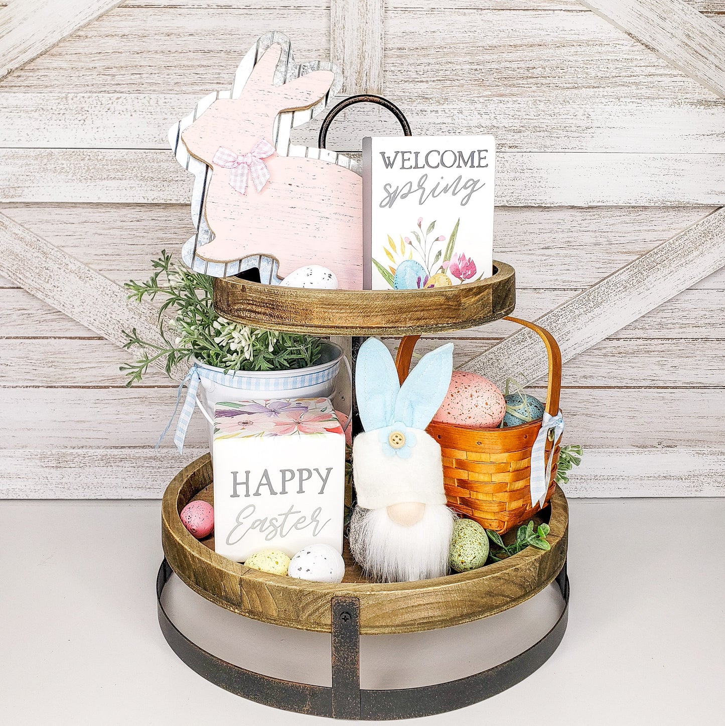 Farmhouse Two-Tier Wood Tray