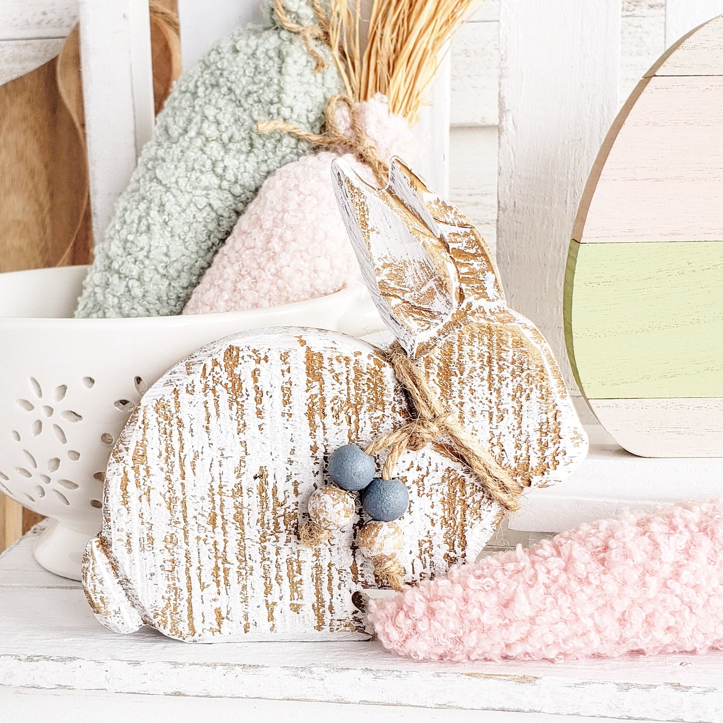 Carved Bunny with Beads