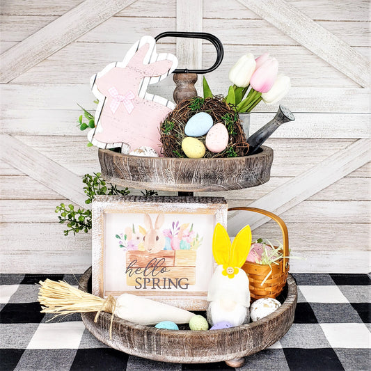 Hello Spring Deluxe Pastel Tiered Tray Set